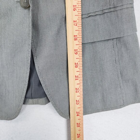 Banana Republic Jacket Womens 4 Gray Pinstripe Stretch Single Button Blazer - Picture 9 of 15